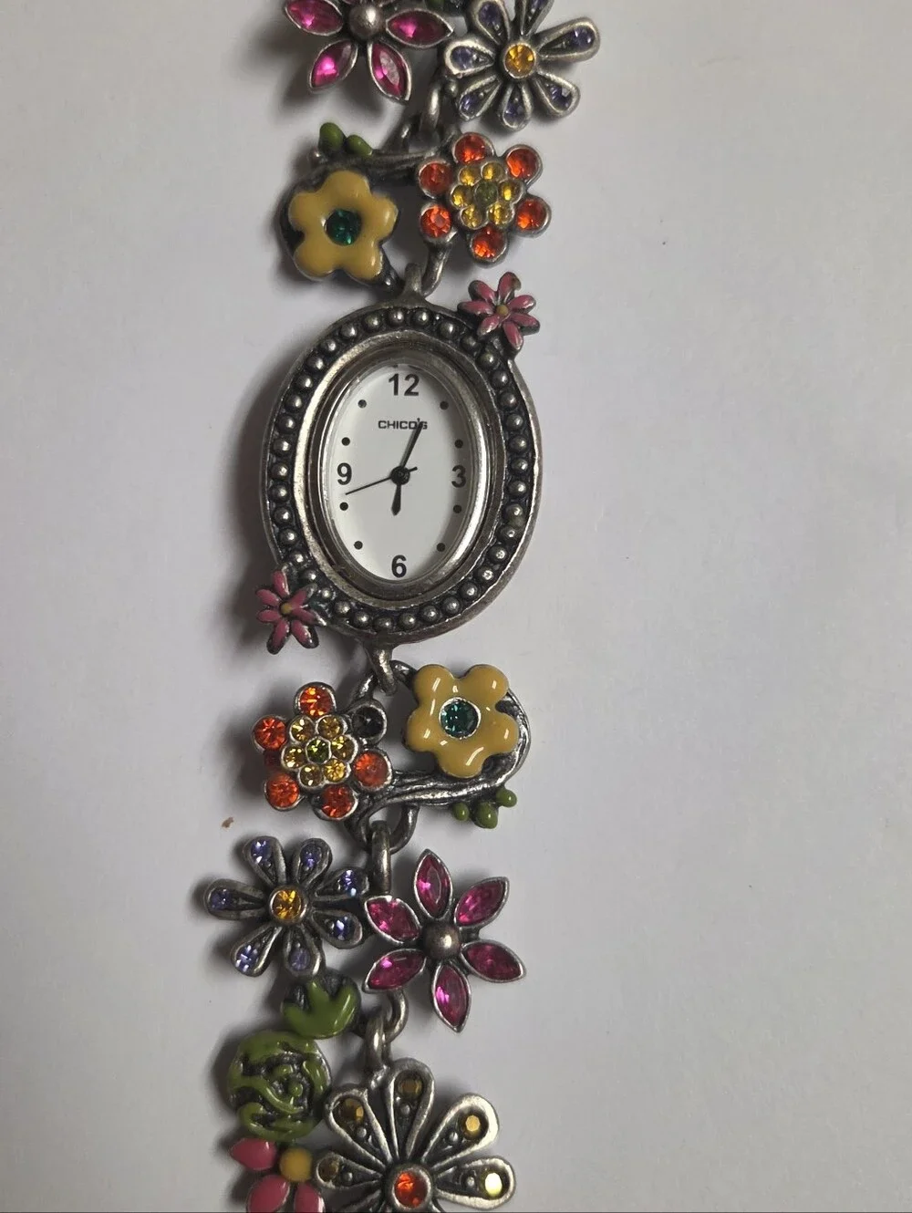 Chico's  Floral Enamel Bracelet Watch